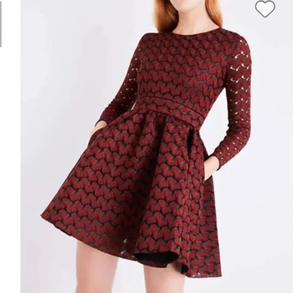 Maje H17 Royani dress, red lace with voluminous skirt, new with tags (size 1)